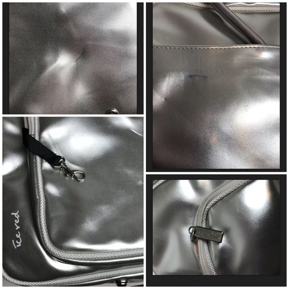 Ice Red Laptop Messenger Bag Metallic Silver 17” - Picture 4 of 7